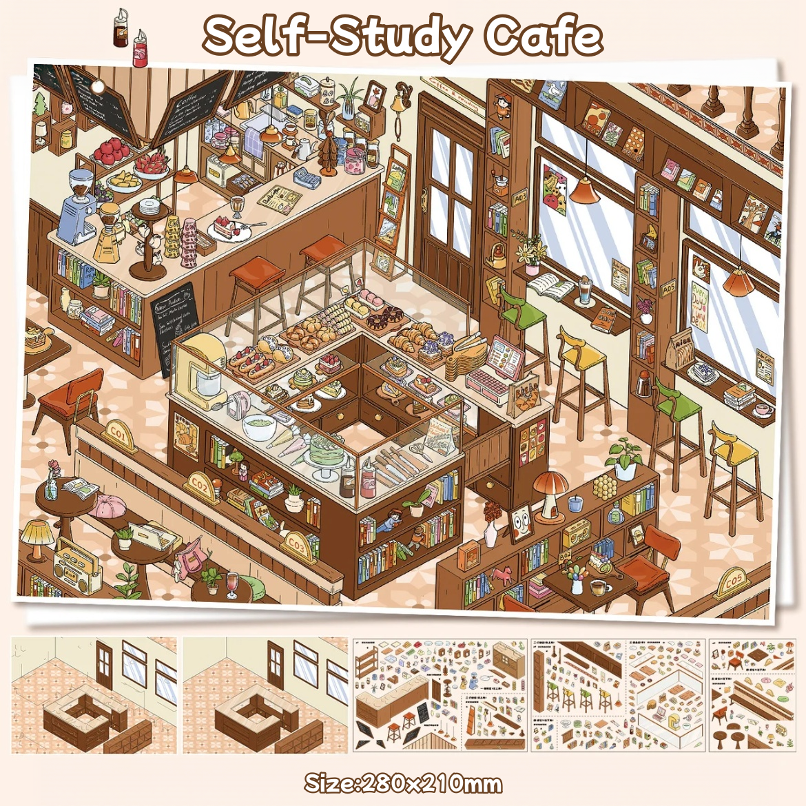 Cafe&Supermarket-DIY 3D Scene Sticker-Miniature Scenes