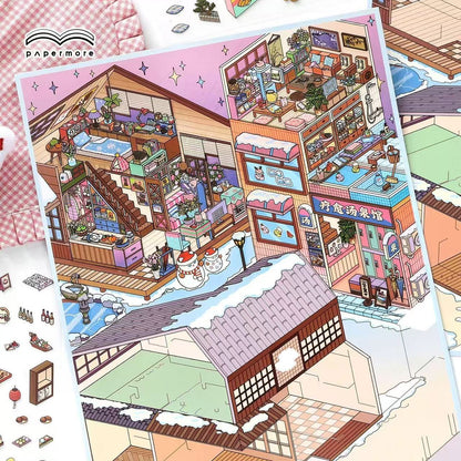 Urban Nook|Hot Spring Ville-DIY 3D Miniature Scene Sticker