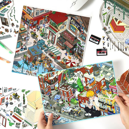 Town Street View-DIY 3D Miniature Scene Sticker