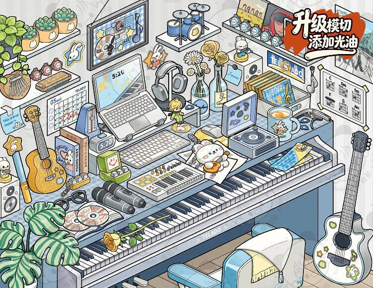 Telado --Desk Organizing|Shelf Display|Restocking-10 Miniature Scenes in 1 --DIY 3D Sticker Scene Book