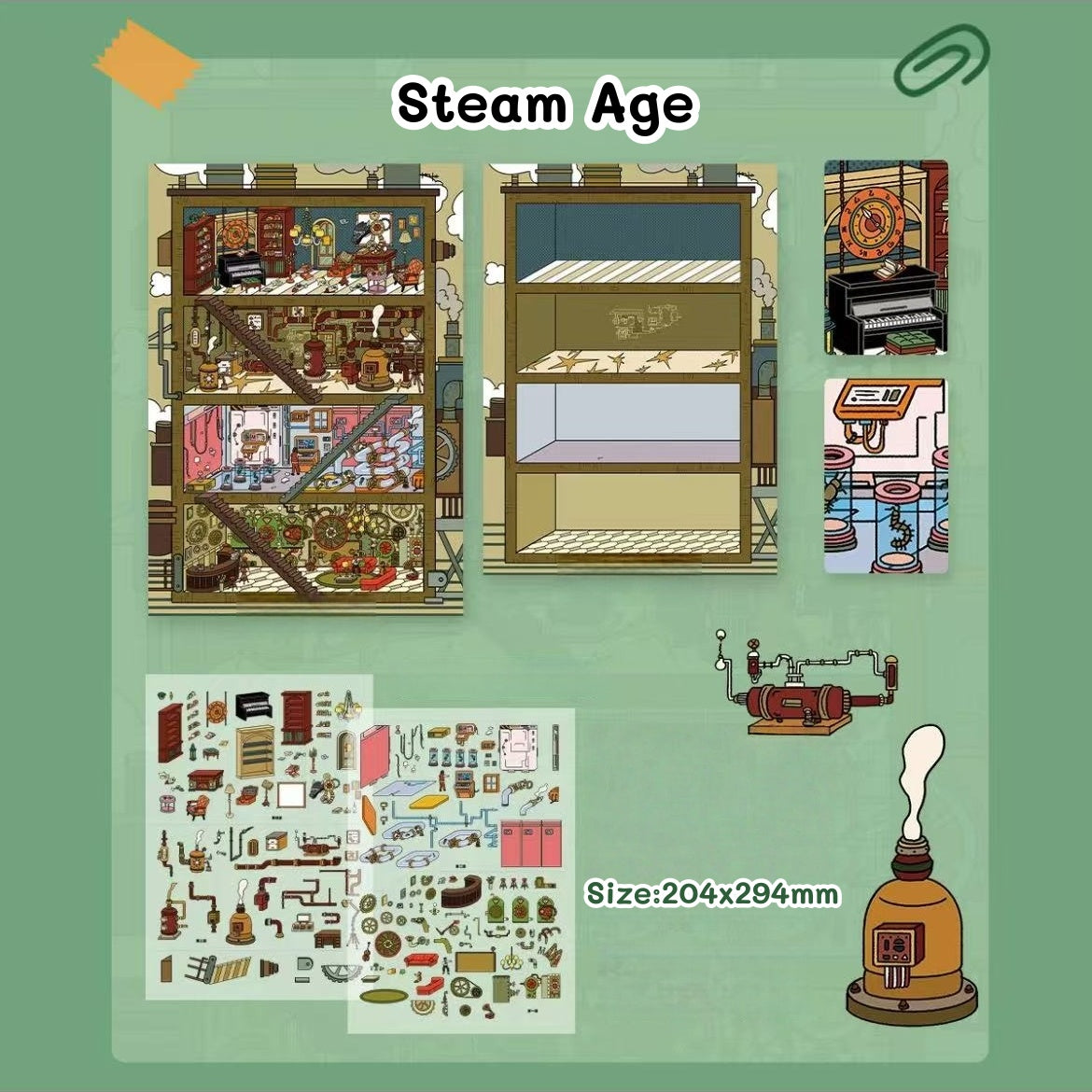Steam Age-DIY 3D Miniature Scene Stickers