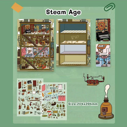 Steam Age-DIY 3D Miniature Scene Stickers