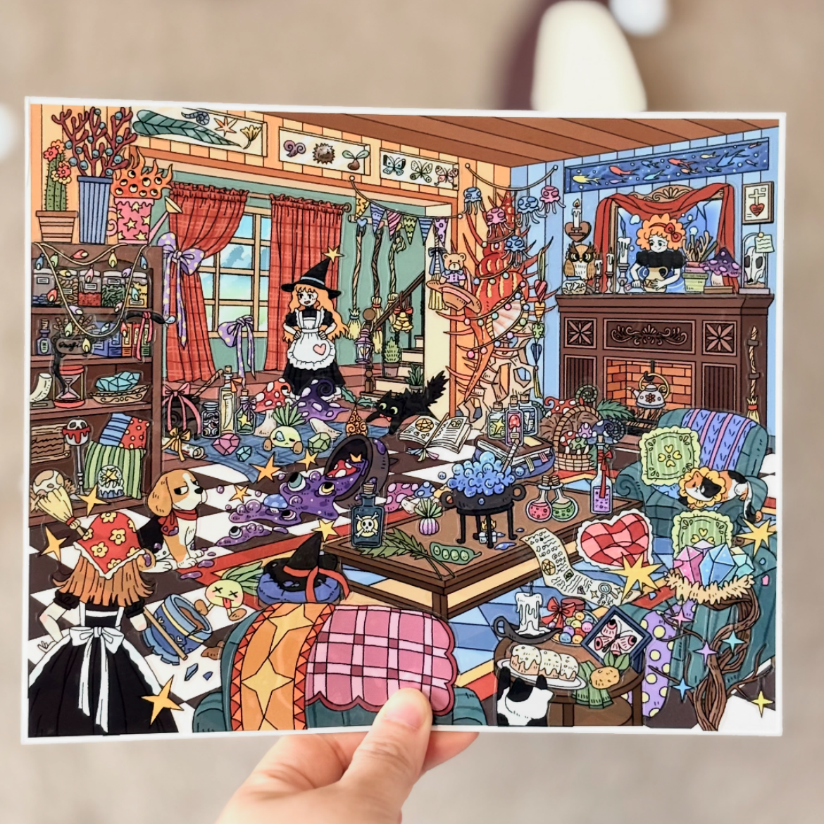 Witch Cleaning Time-DIY 3D Miniature Sticker Scene