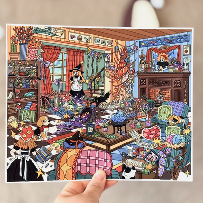 Witch Cleaning Time-DIY 3D Miniature Sticker Scene