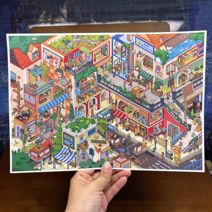 Cat City--DIY 3D Miniature Scene Sticker