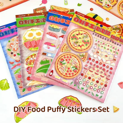DIY Food Puffy Stickers Set