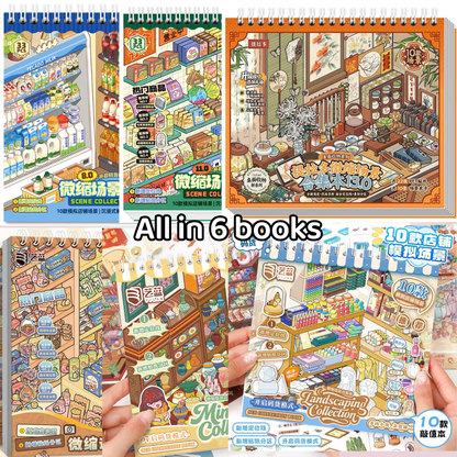 Telado --Desk Organizing|Shelf Display|Restocking-10 Miniature Scenes in 1 --DIY 3D Sticker Scene Book