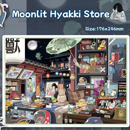 Moonlit Hyakki Store|Cozy Time Nook--DIY 3D Miniature Scene Sticker