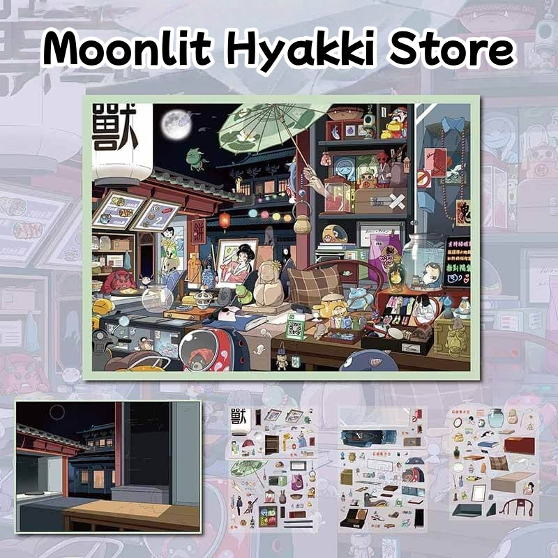 Moonlit Hyakki Store|Cozy Time Nook--DIY 3D Miniature Scene Sticker