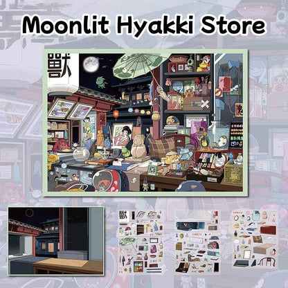 Moonlit Hyakki Store|Cozy Time Nook--DIY 3D Miniature Scene Sticker