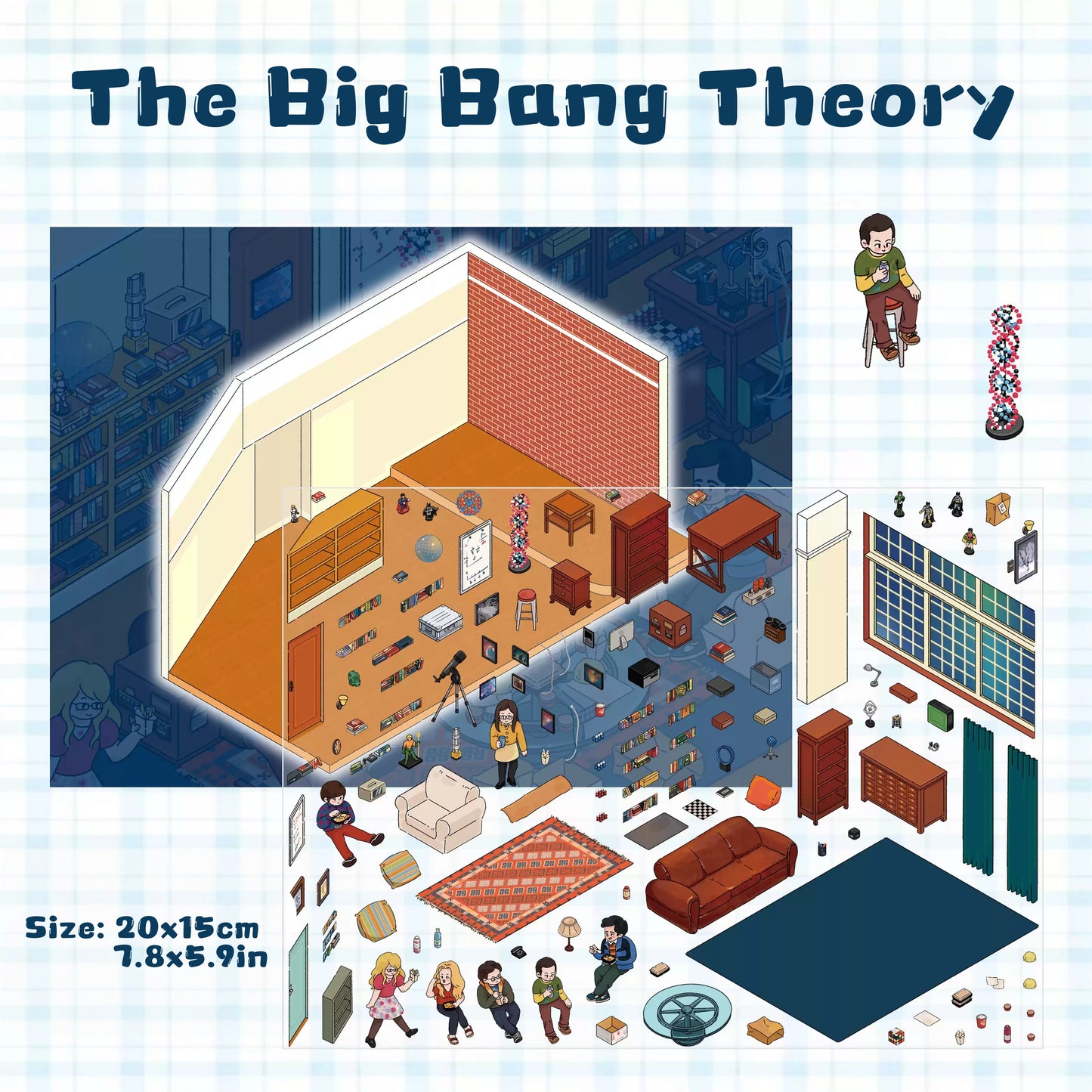 Friends of Apartment|The Big Band Theory-Pegatinas de escena 3D DIY