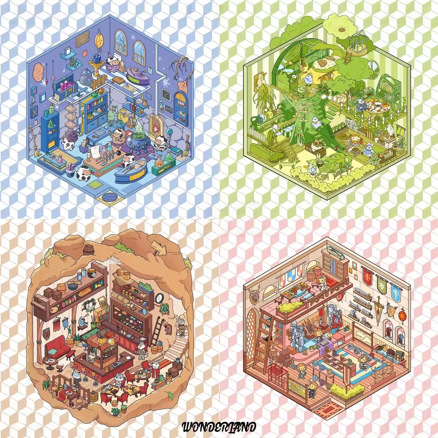 Serie Wonderland - Adhesivo de escena en miniatura 3D para manualidades