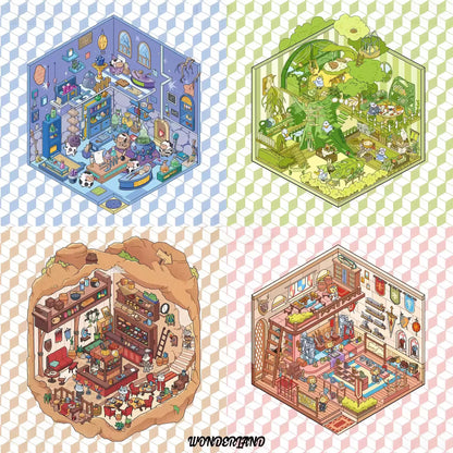 Serie Wonderland - Adhesivo de escena en miniatura 3D para manualidades