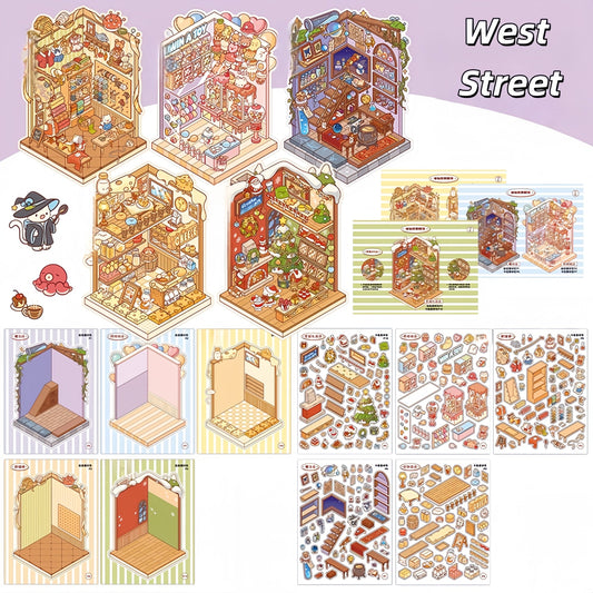 Tasty Alley|West Street-DIY 3D Miniature Scenes Sticker Collection Book
