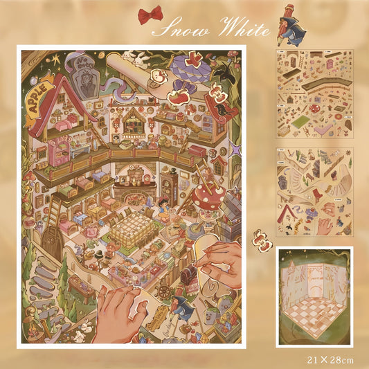 Snow White|Sleeping Beauty-DIY 3D Miniature Scene Sticker