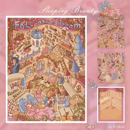 Snow White|Sleeping Beauty-DIY 3D Miniature Scene Sticker