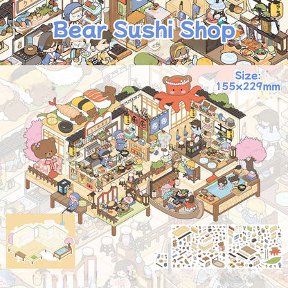 Cute Shop-DIY 3D Scene Sticker-Miniature Scenes