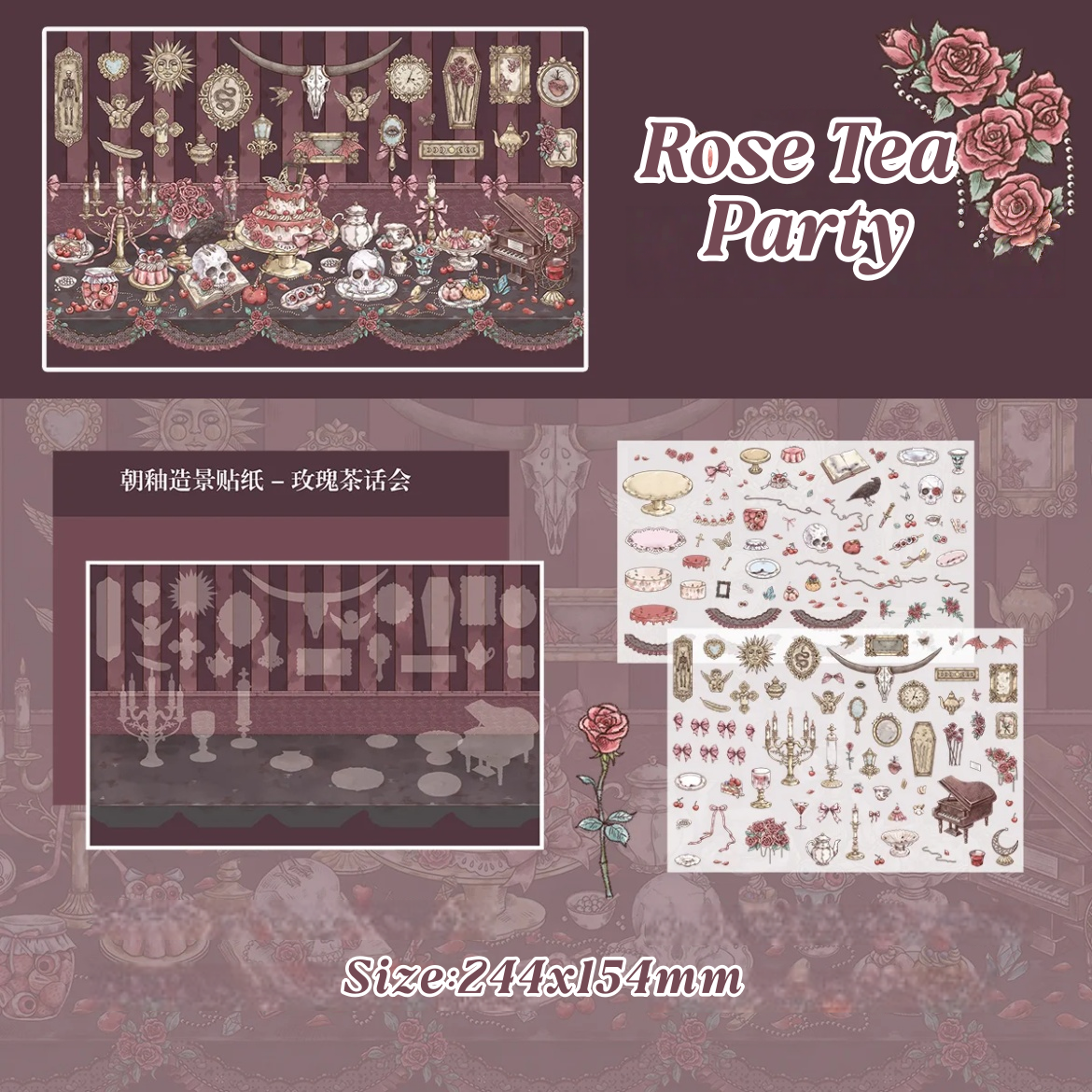 Rose Tea Party-DIY 3D Scene Sticker-Miniature Scenes