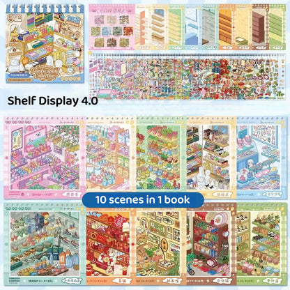 Immersive Shopping-10 Miniature Scenes in 1 --DIY 3D Sticker Scene Book