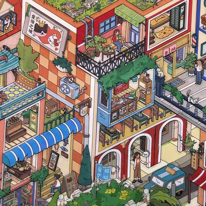 Cat City--DIY 3D Miniature Scene Sticker