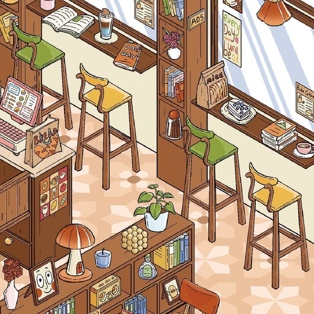 Cafe&Supermarket-DIY 3D Scene Sticker-Miniature Scenes