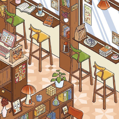 Cafe&Supermarket-DIY 3D Scene Sticker-Miniature Scenes