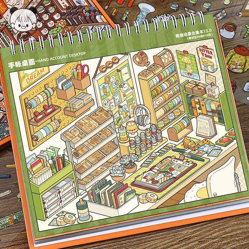 Telado --Desk Organizing|Shelf Display|Restocking-10 Miniature Scenes in 1 --DIY 3D Sticker Scene Book