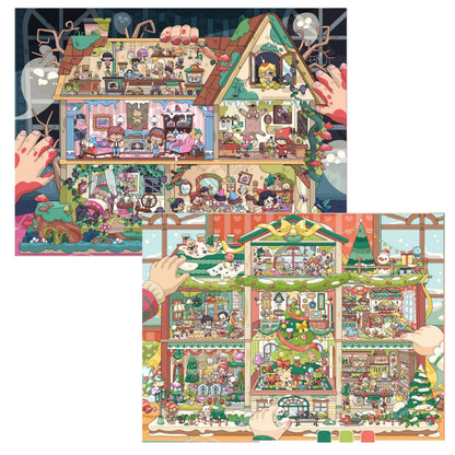 Whimsy Twin Cottages-DIY 3D Miniature Sticker Scene