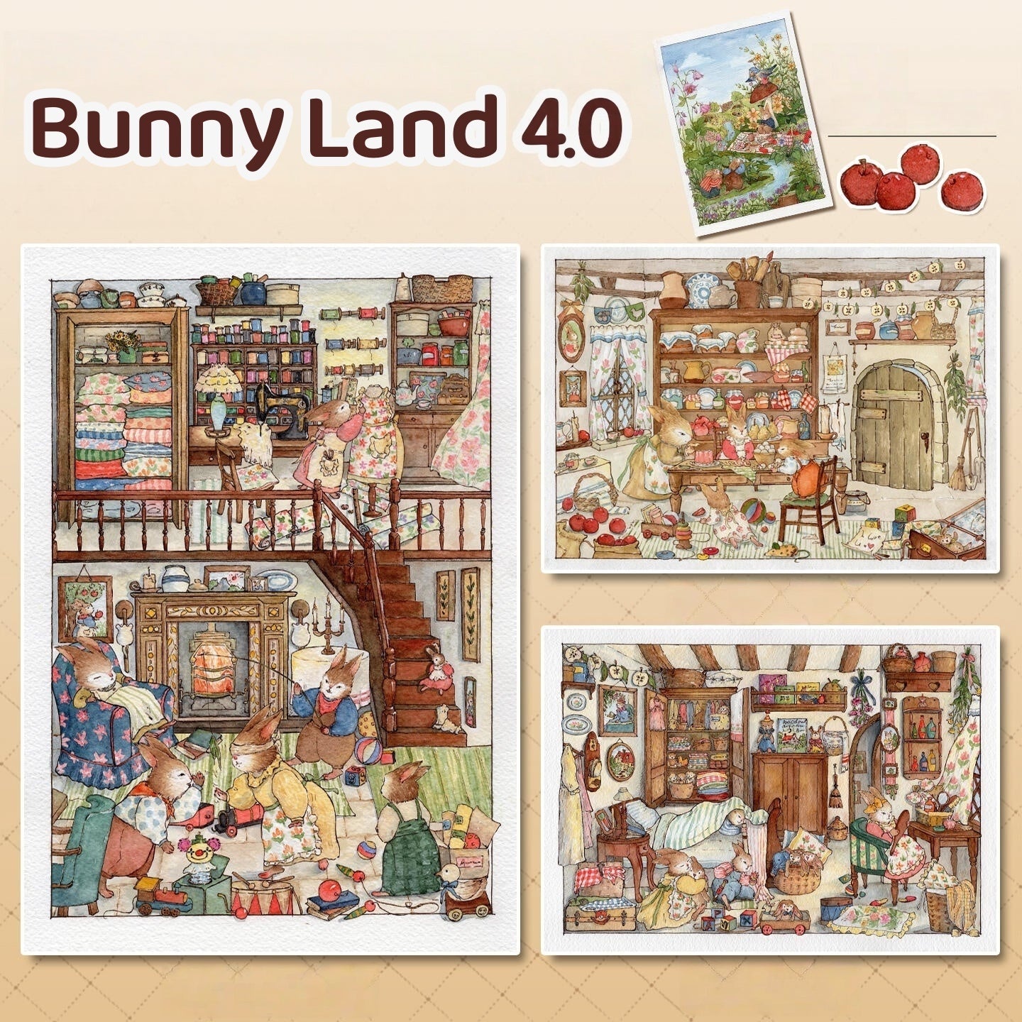 Bunny Land Fairy Tale-DIY 3D Miniature Scene Sticker