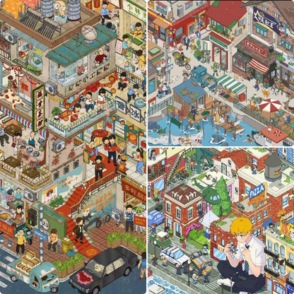 Town Street View-DIY 3D Miniature Sticker Scene
