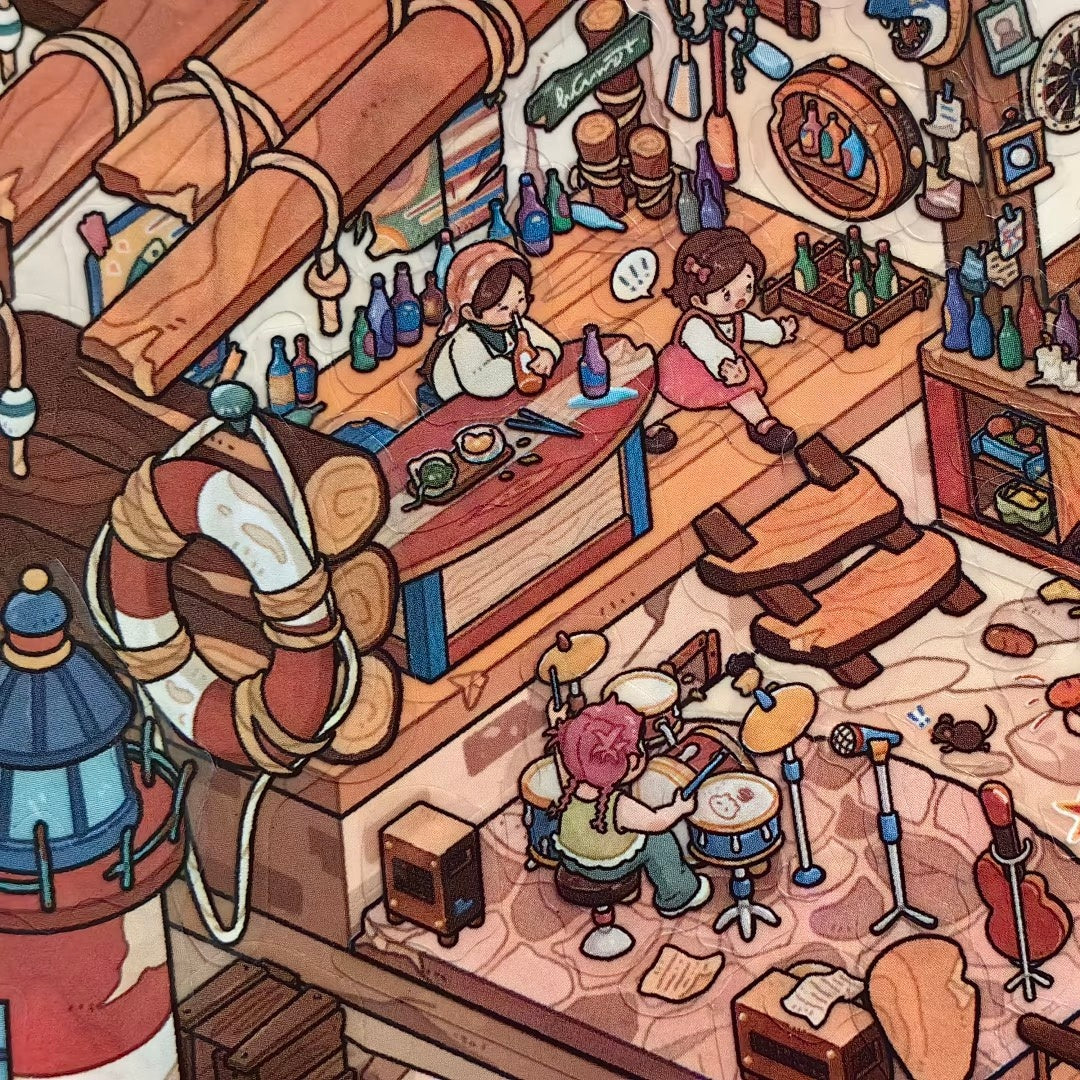 Old Sailor's Coastal Pub-DIY 3D Miniature Scene Sticker