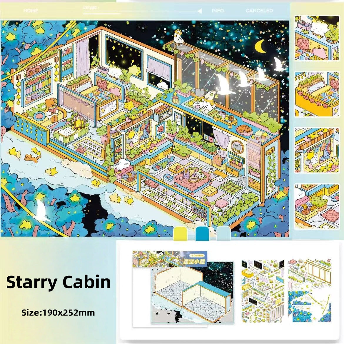 Starry Cabin|Floral Cabin-DIY 3D Miniature Scenes Sticker