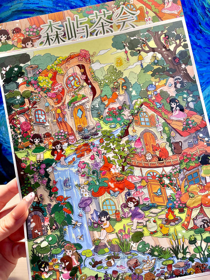 The Habitat of Flowers|Forest and Tea Party-DIY 3D Miniature Scene Sticker
