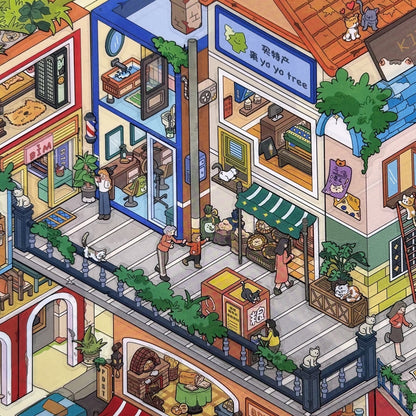 Cat City--DIY 3D Miniature Scene Sticker