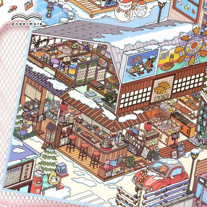 Urban Nook|Hot Spring Ville-DIY 3D Miniature Scene Sticker