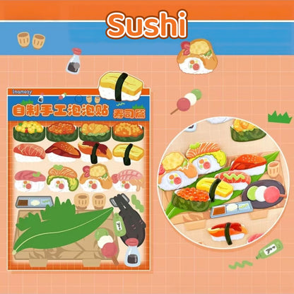 DIY Food Puffy Stickers Set