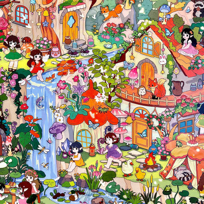 The Habitat of Flowers|Forest and Tea Party-DIY 3D Miniature Scene Sticker