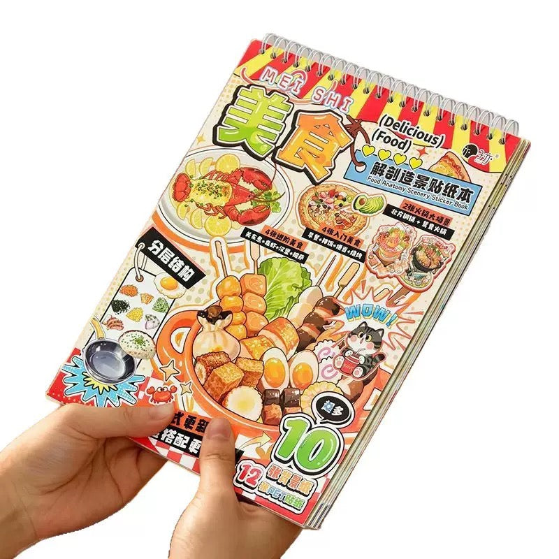 Culinary Director|Cook Delicious Food Sticker Book (10 scene)-DIY 3D Miniature Scene Sticker Book