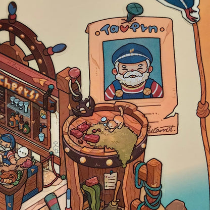 Old Sailor's Coastal Pub-DIY 3D Miniature Scene Sticker