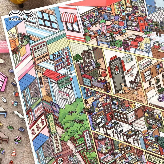 Urban Nook|Hot Spring Ville-DIY 3D Miniature Scene Sticker
