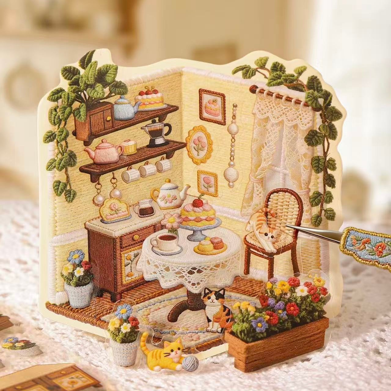 Embroidery Series-DIY 3D Miniature Sticker Scene