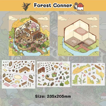 Coffee Book House|Forest Conner|Yummy Town-DIY 3D Scene Stickers  Cute Miniature Scenes
