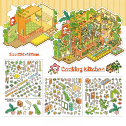 Cooking Kitchen--DIY 3D Miniature Scene Sticker