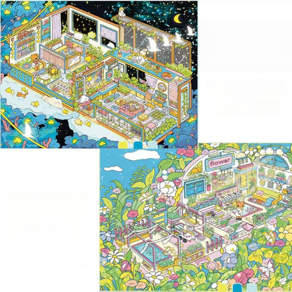 Starry Cabin|Floral Cabin-DIY 3D Miniature Scenes Sticker