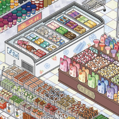 Cafe&Supermarket-DIY 3D Scene Sticker-Miniature Scenes