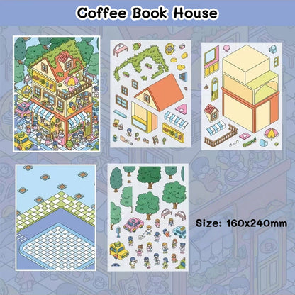 Coffee Book House|Forest Conner|Yummy Town-DIY 3D Scene Stickers  Cute Miniature Scenes