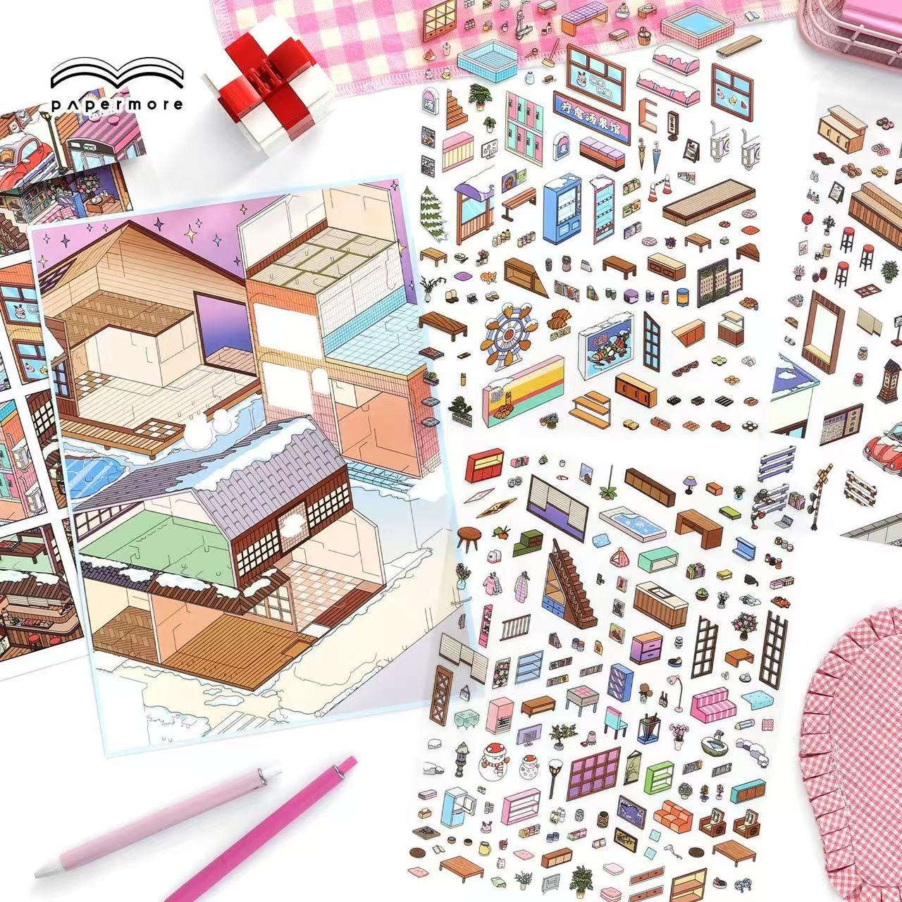 Urban Nook|Hot Spring Ville-DIY 3D Miniature Scene Sticker