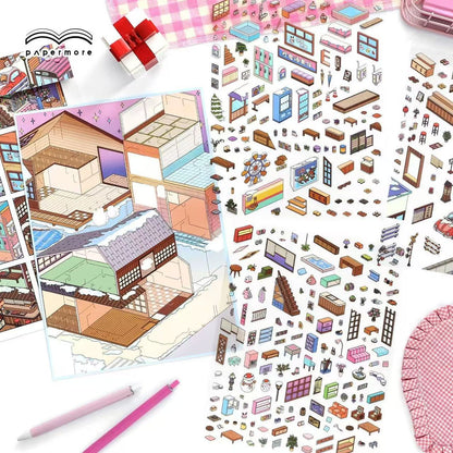 Urban Nook|Hot Spring Ville-DIY 3D Miniature Scene Sticker