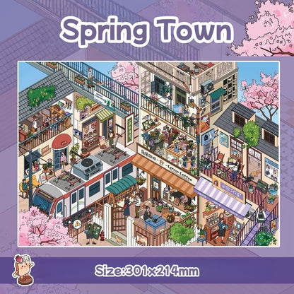 Spring Town| Summer Town-DIY 3D Miniature Scene Sticker