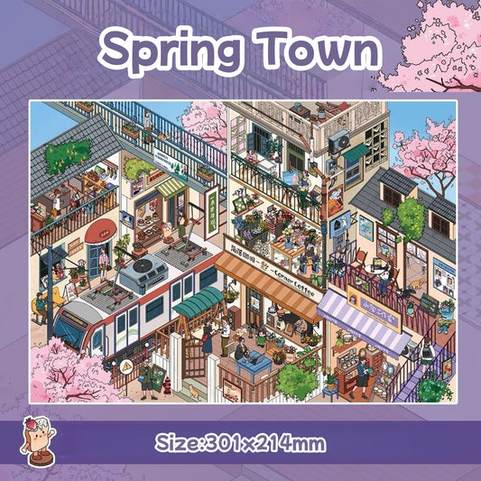 Spring Town| Summer Town-DIY 3D Miniature Scene Sticker